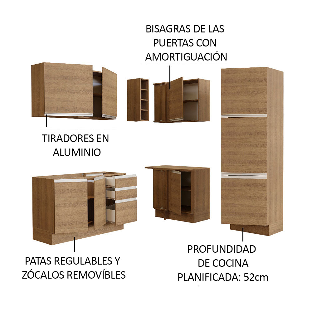 Cocina Integral de Esquina Glamy 3.30 m Marrón 01