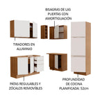 Cocina Integral de Esquina Glamy 3.30 m Marrón/Blanco 01