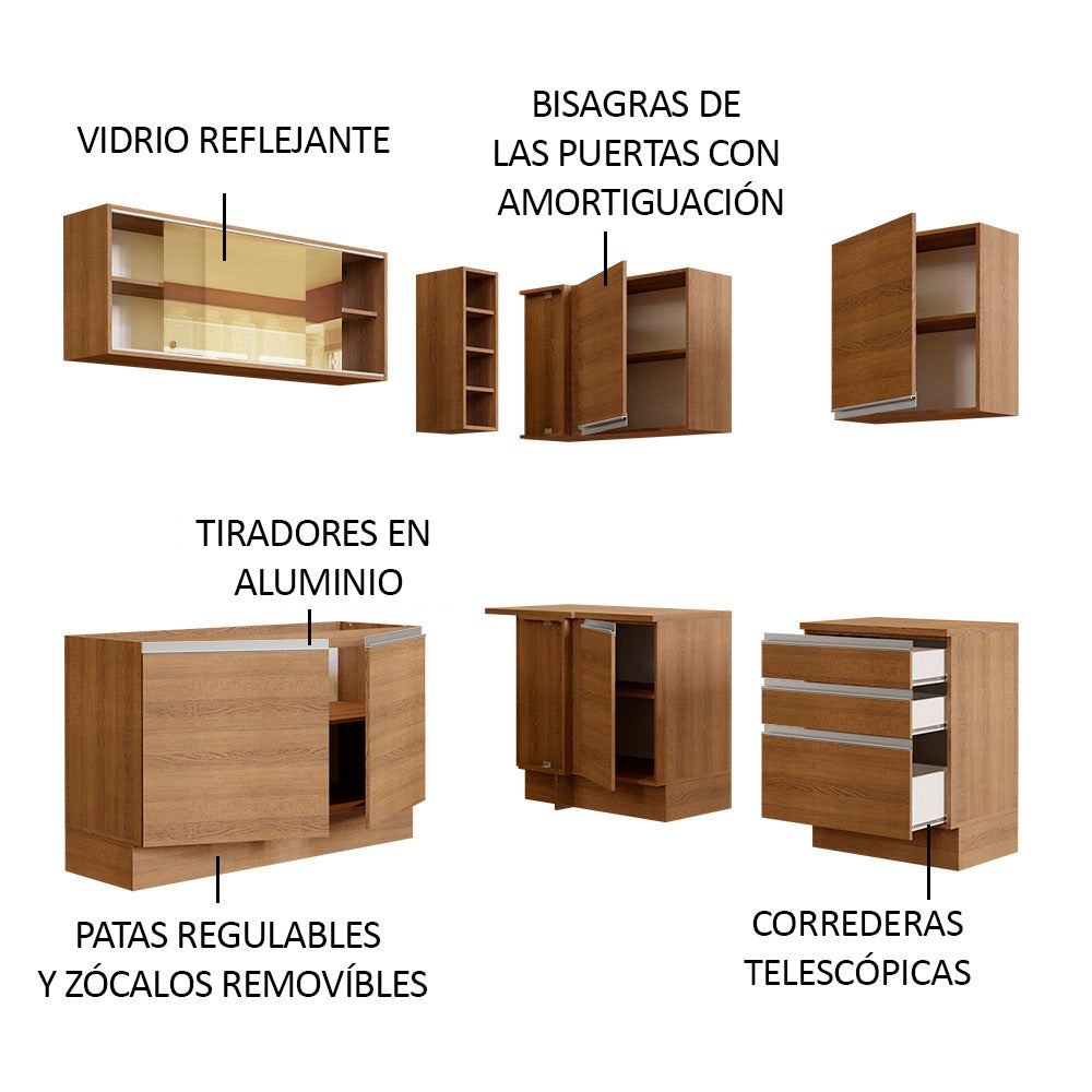 Cocina Integral de Esquina Glamy 3.30 m Marrón 02