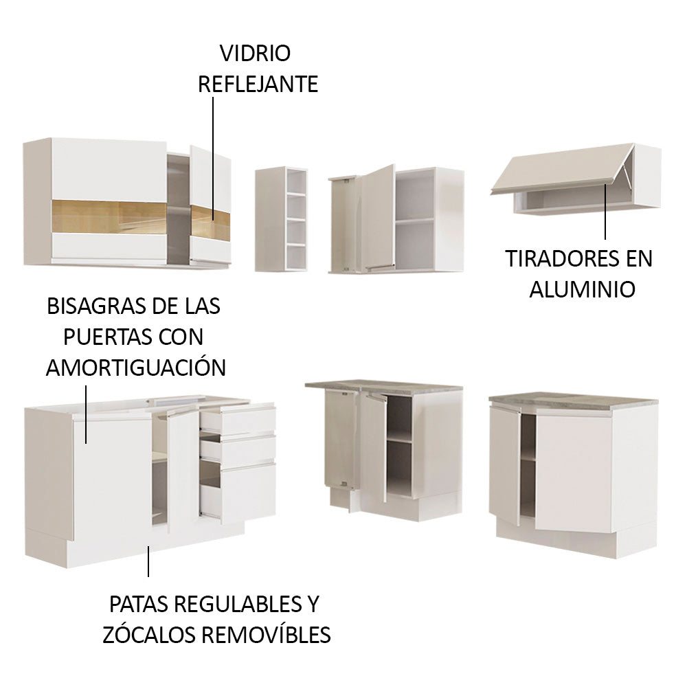 Cocina Integral de Esquina Glamy 3.50 m Blanco 01
