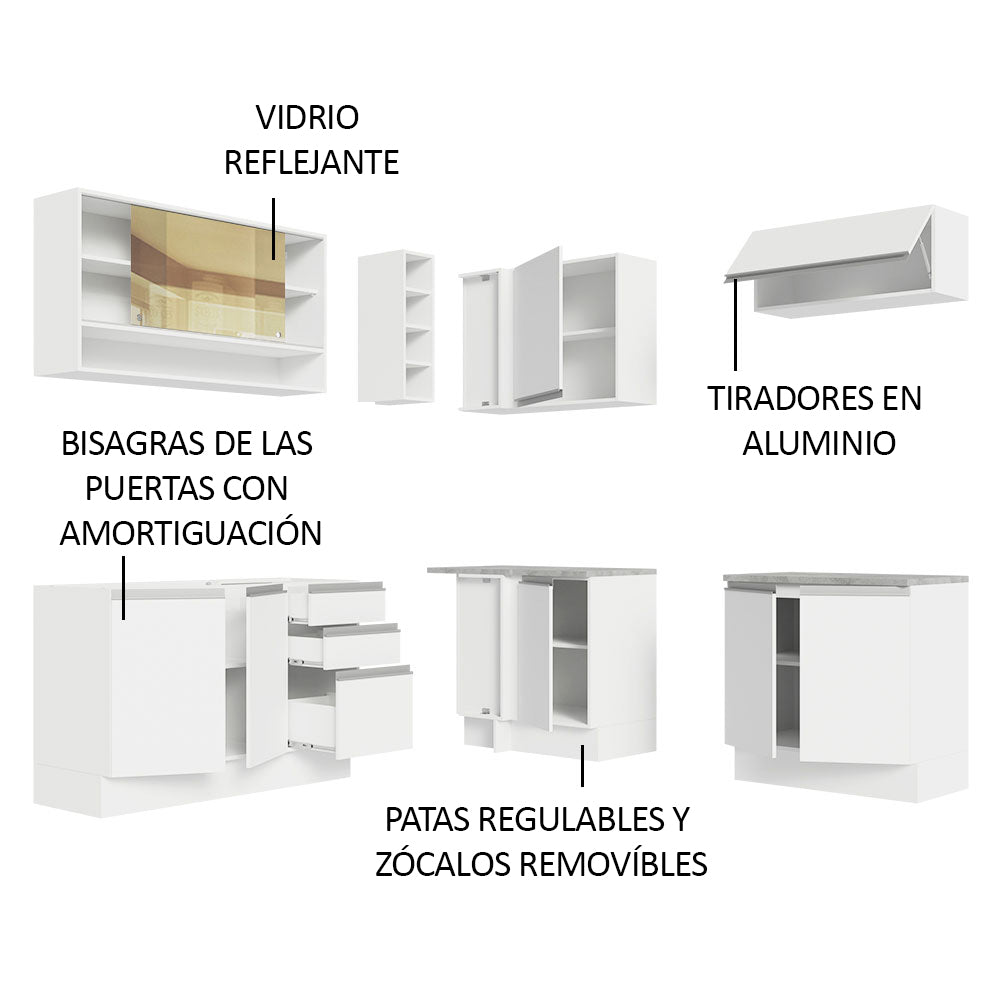 Cocina Integral de Esquina Glamy 3.50 m Blanco 02