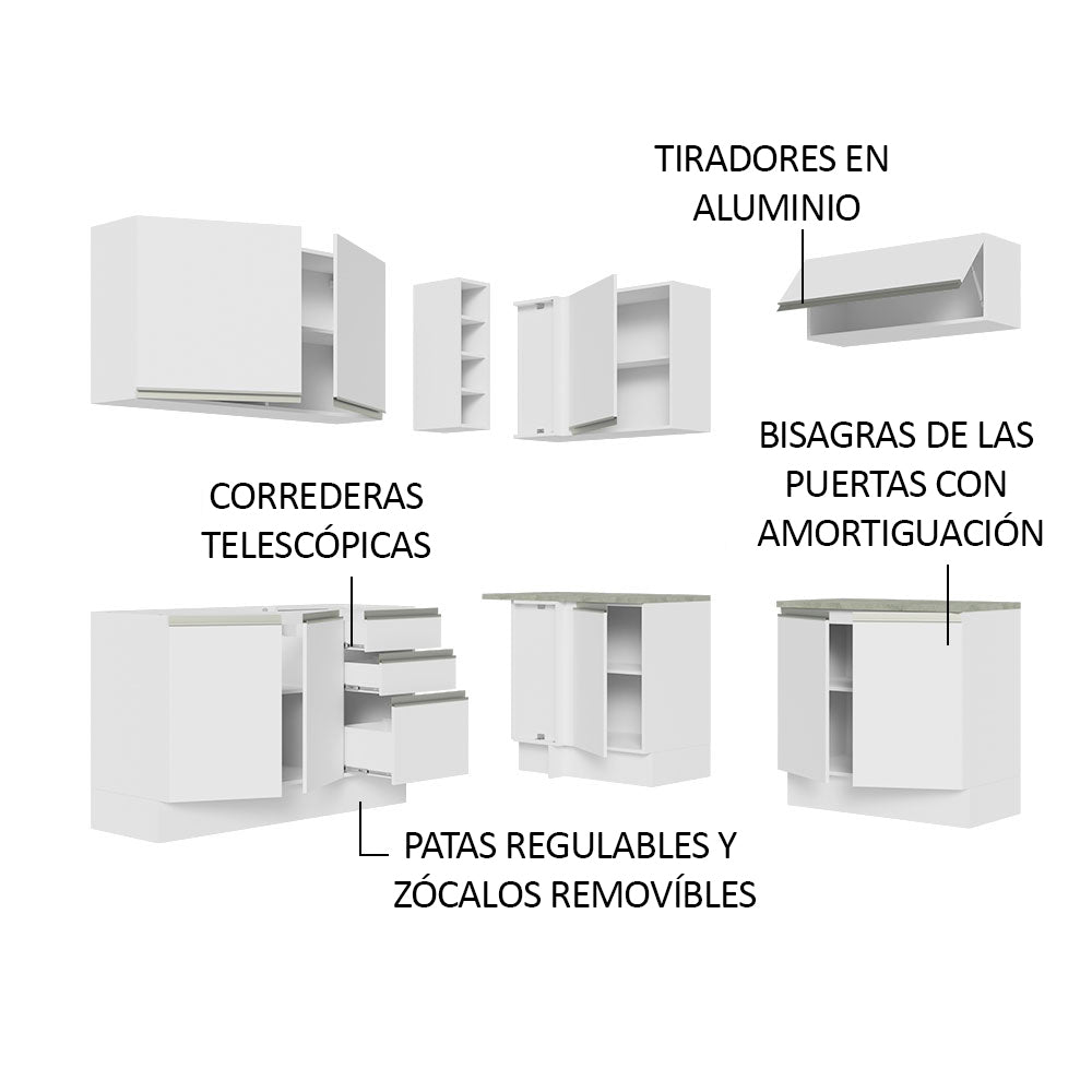 Cocina Integral de Esquina Glamy 3.50 m Blanco 03