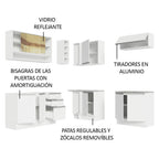 Cocina Integral de Esquina Glamy 3.50 m con Mesón de Acero Blanco 02