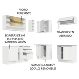 Cocina Integral de Esquina Glamy 3.50 m con Mesón de Acero 02
