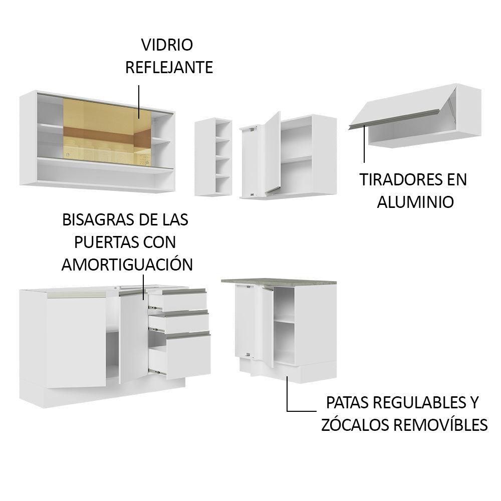 Cocina Integral de Esquina Glamy 3.50 m Blanco 06