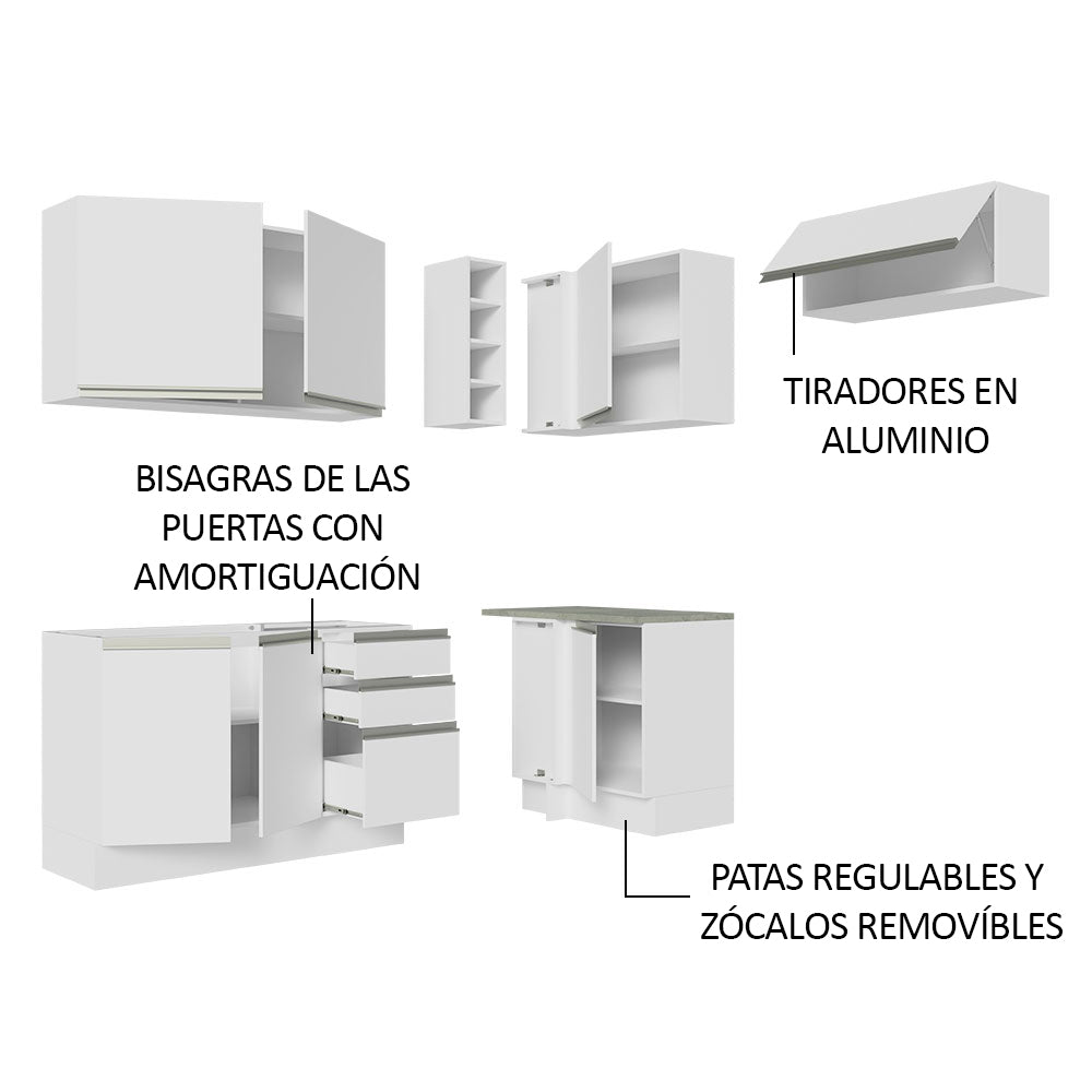 Cocina Integral de Esquina Glamy 3.50 m Blanco 07