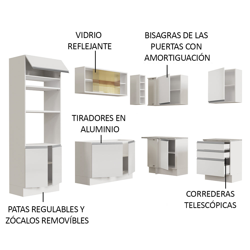 Cocina Integral de Esquina Glamy 4.00 m Blanco 02
