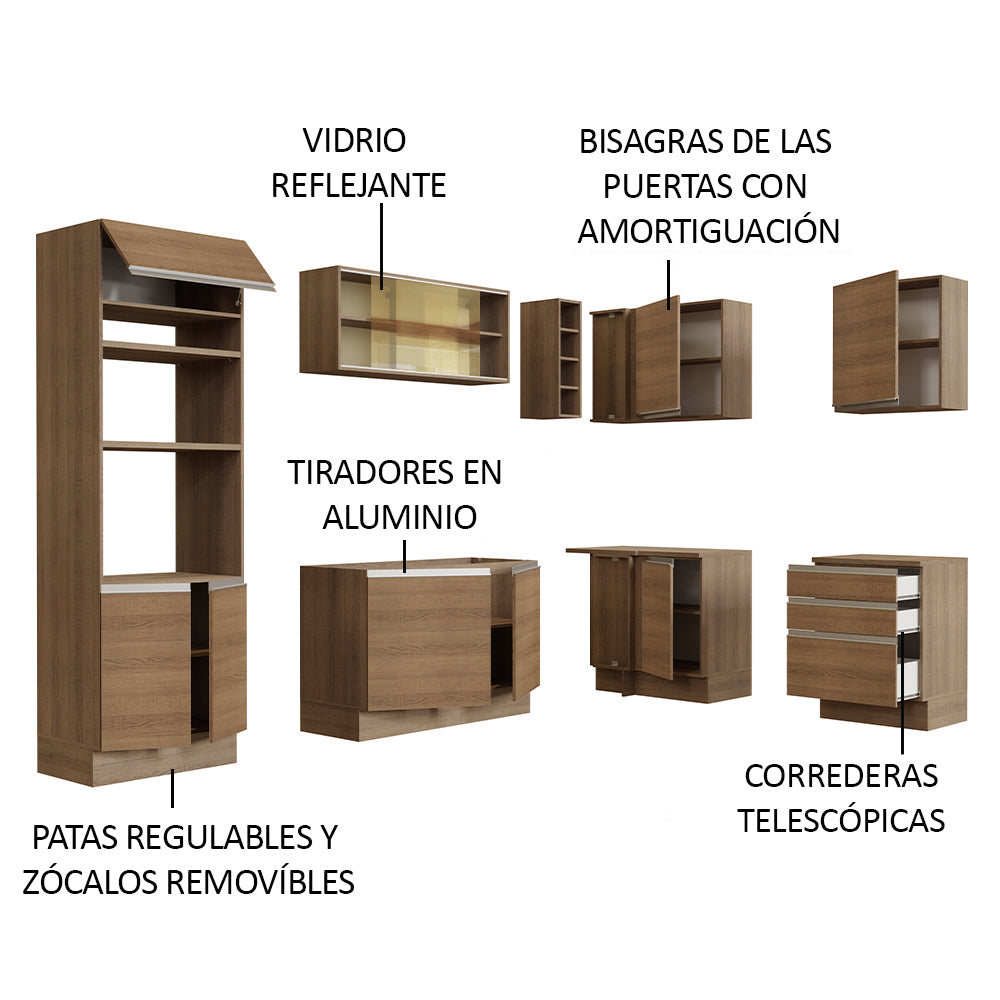 Cocina Integral de Esquina Glamy 4.00 m Marrón 02