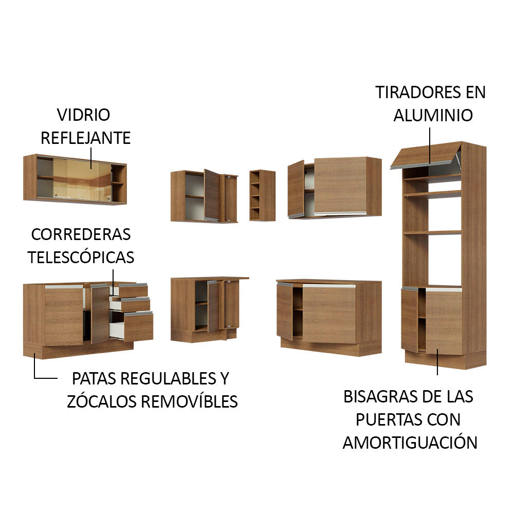 Cocina Integral de Esquina Glamy 4.60 m Marrón 01