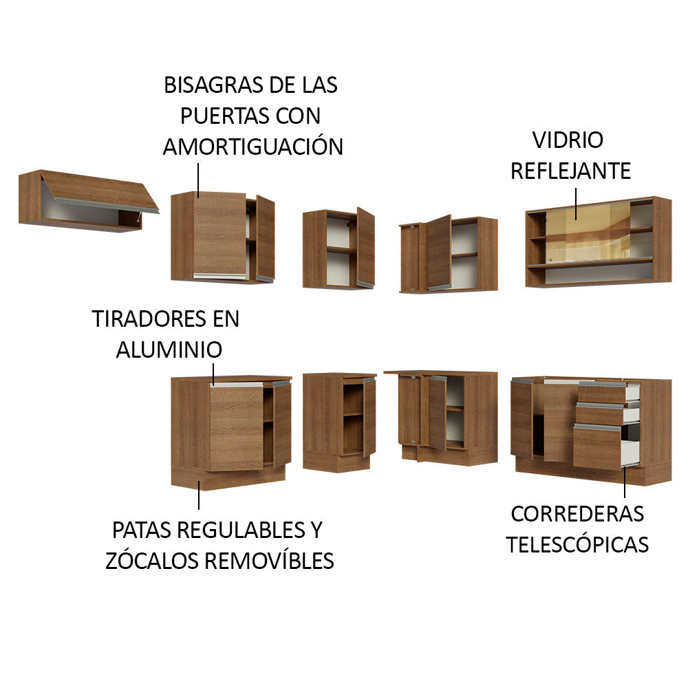 Cocina Integral de Esquina Glamy 4.70 m Marrón 01