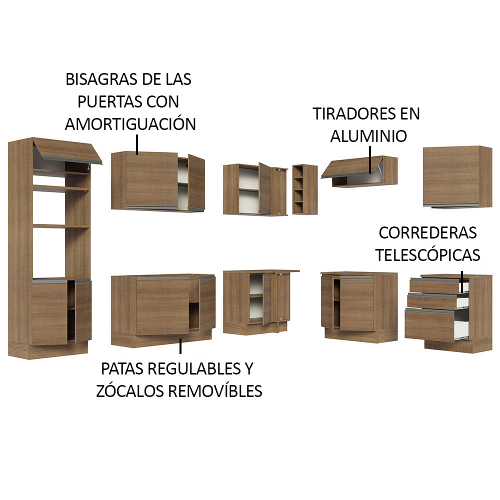 Cocina Integral de Esquina Glamy 4.80 m Marrón 01