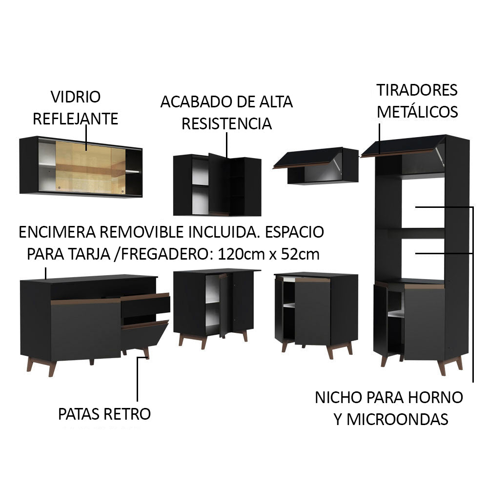 Cocina Integral de Esquina Reims 4.00 m con Encimera Negro 01
