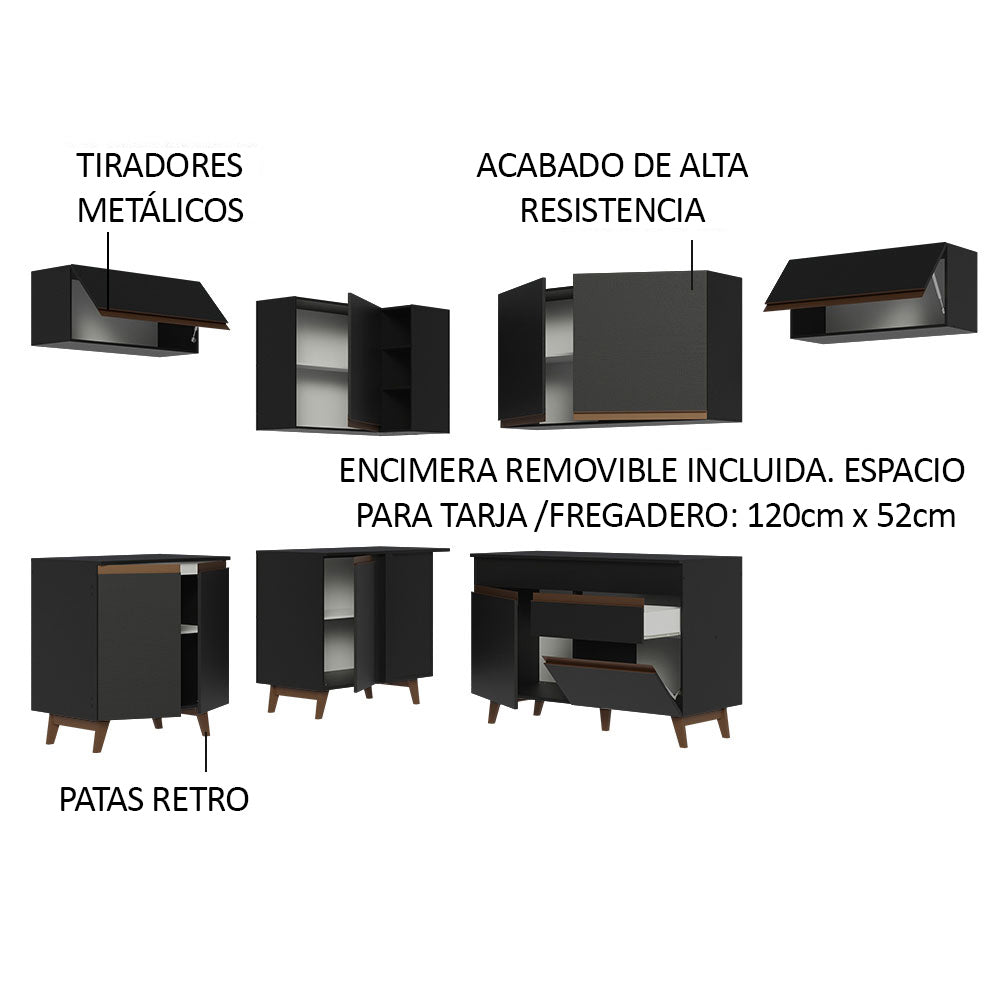 Cocina Integral de Esquina Reims 4.00 m con Encimera Negro 03