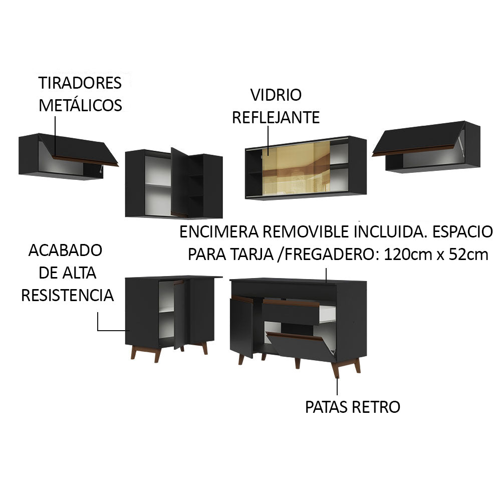 Cocina Integral de Esquina Reims 4.00 m con Encimera Negro 04