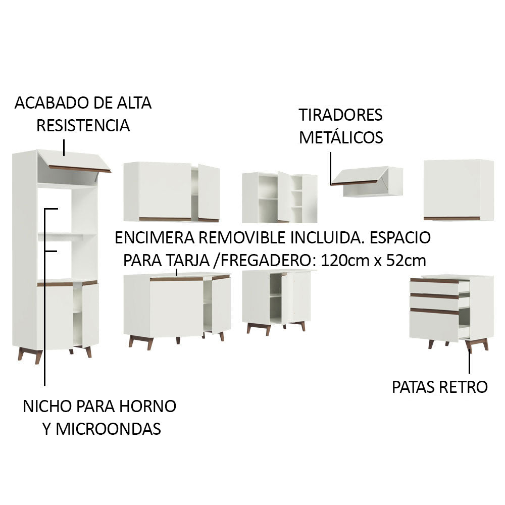Cocina Integral de Esquina Reims 4.60 m con Encimera Blanco 02