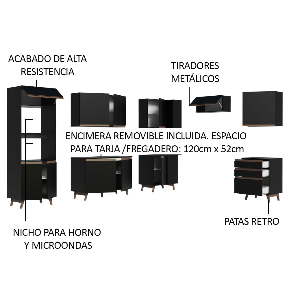 Cocina Integral de Esquina Reims 4.60 m con Encimera Negro 02