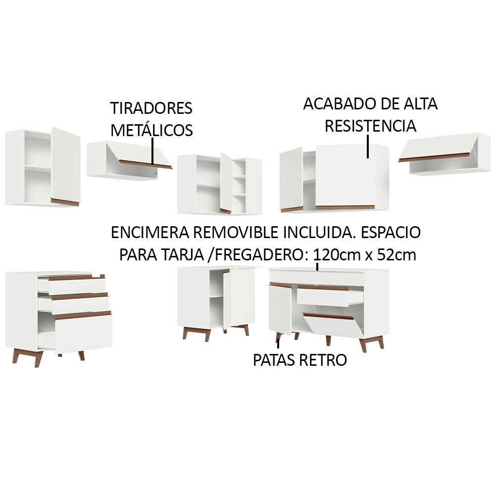 Cocina Integral de Esquina Reims 4.60 m con Encimera Blanco 03