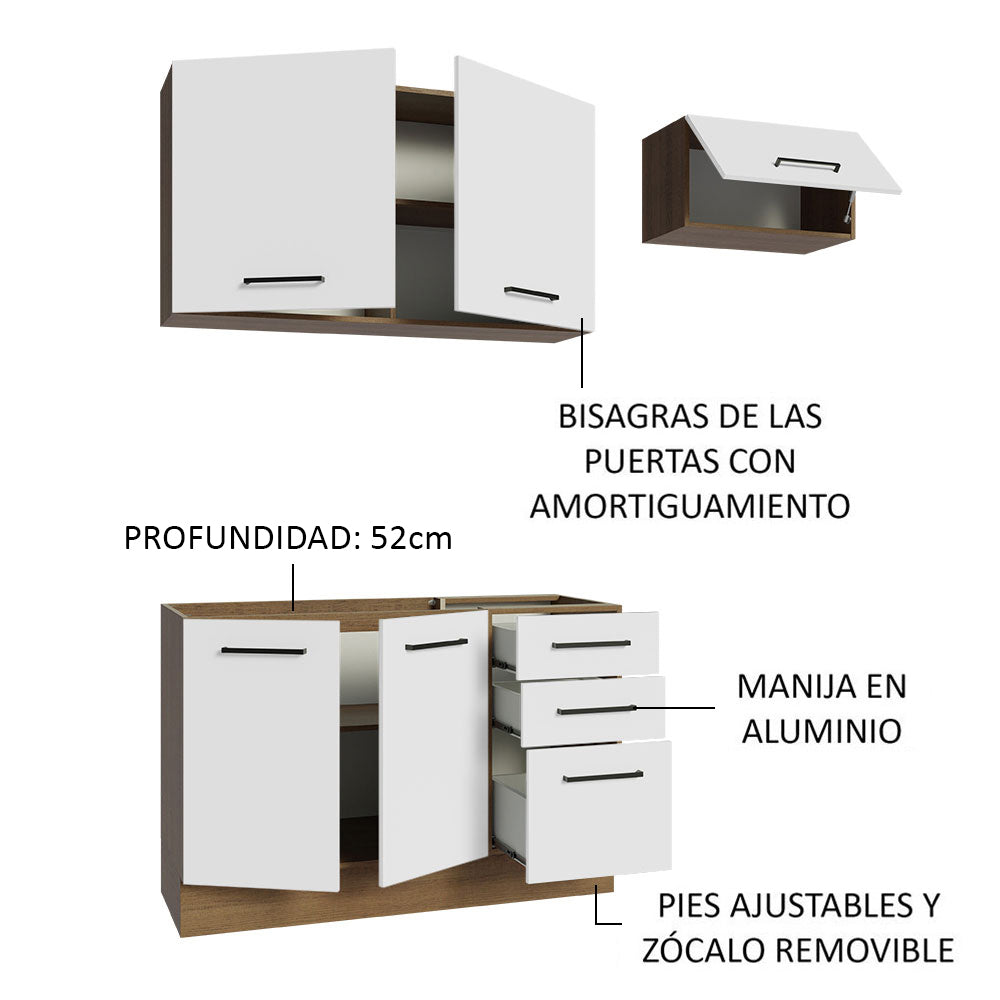 Cocina Integral Agata 1.80 Metros Marrón/Blanco 09