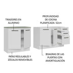 Kit 2 Muebles de Cocina Bajo Agata 2.00 Metros Blanco