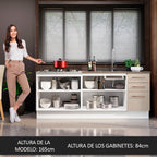 Kit 2 Muebles de Cocina Bajo Agata 2.00 Metros Blanco/Crema