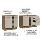 Kit 2 Muebles de Cocina Bajo Agata 2.00 Metros Marrón/Crema