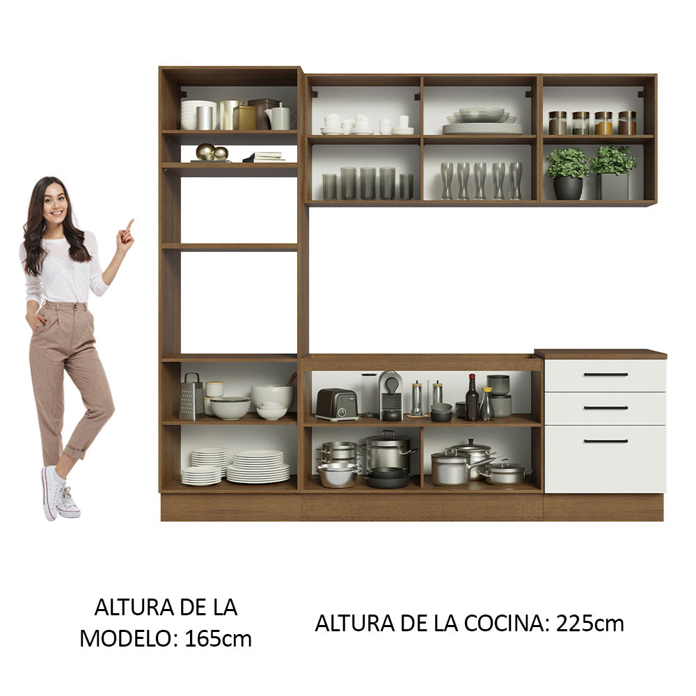 Cocina Integral Agata 2.50 m Marrón/Blanco 01