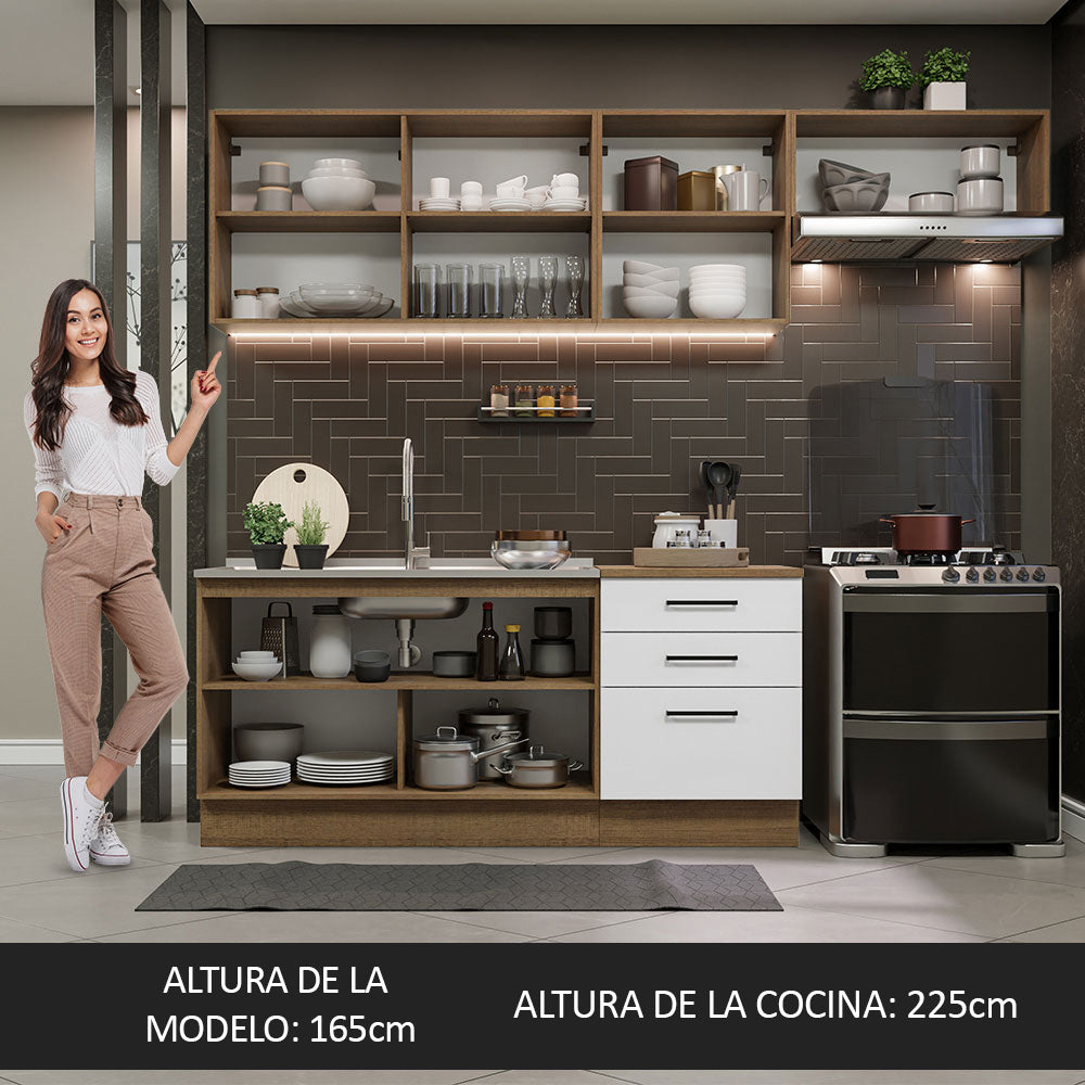 Cocina Integral Agata 2.60 m Marrón/Blanco 02