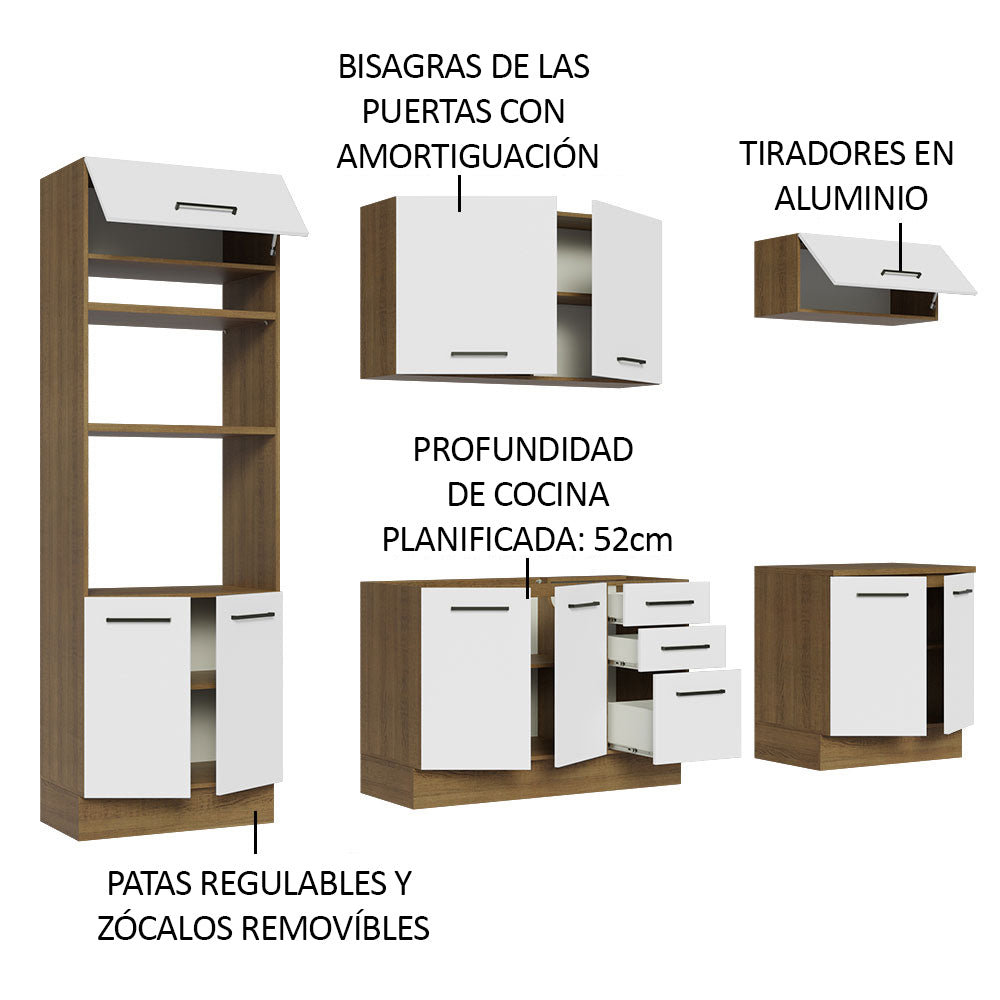 Cocina Integral Agata 2.70 Metros Marrón/Blanco 01