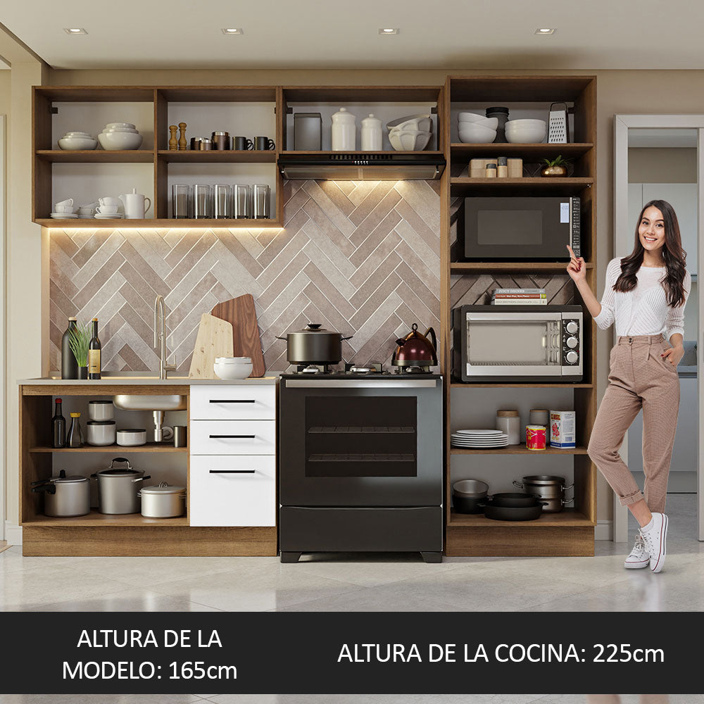 Cocina Integral Agata 2.70 Metros Marrón/Blanco 08