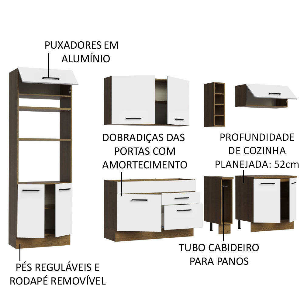 Cocina Integral Agata 2.90 Metros Marrón/Blanco 01
