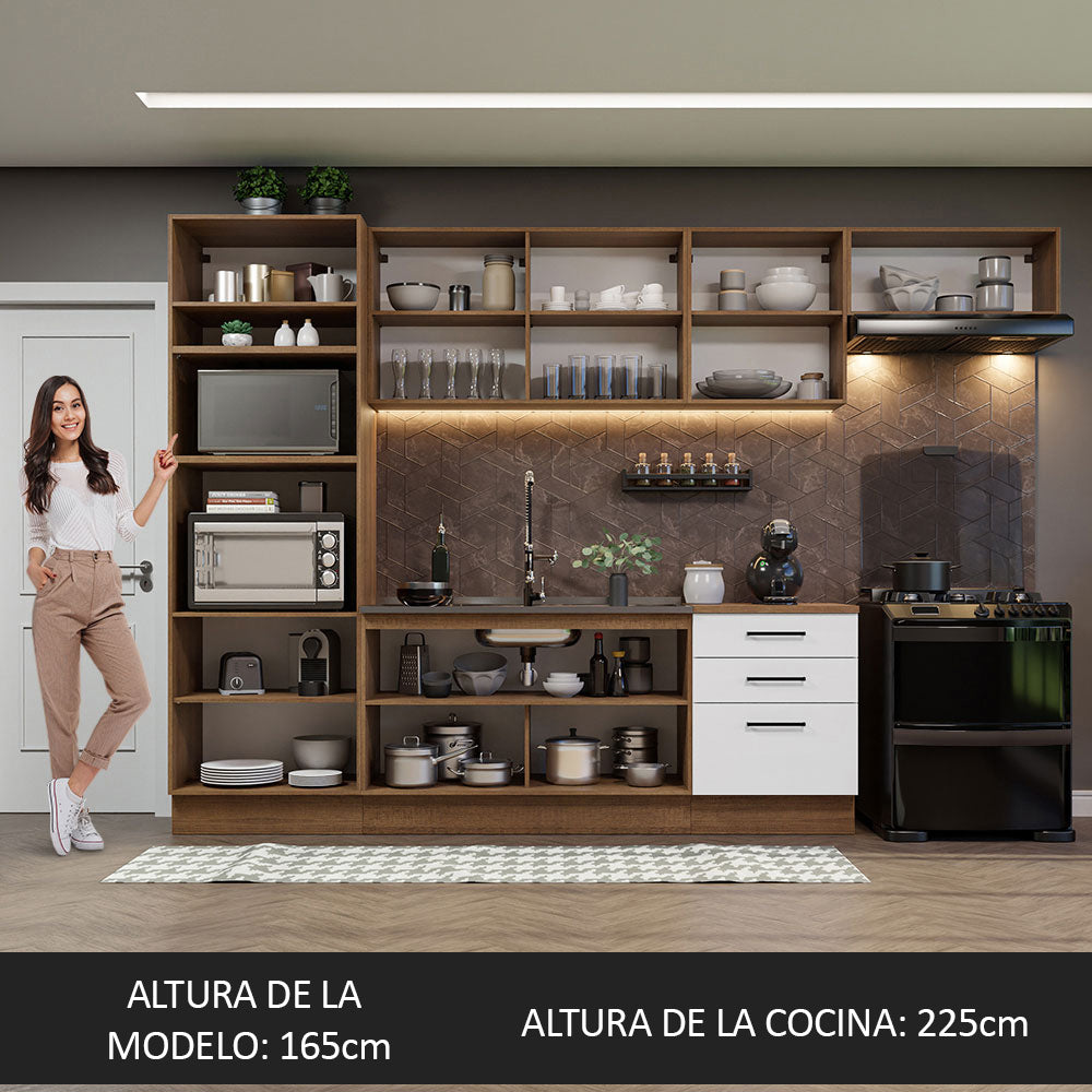 Cocina Integral Agata 3.30 Metros Marrón/Blanco 01