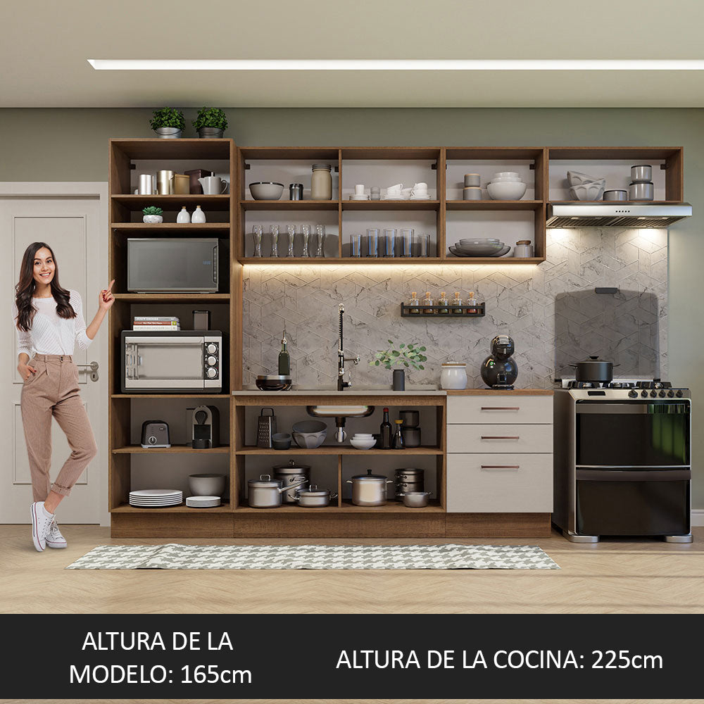 Cocina Integral Agata 3.30 Metros Marrón/Crema 01