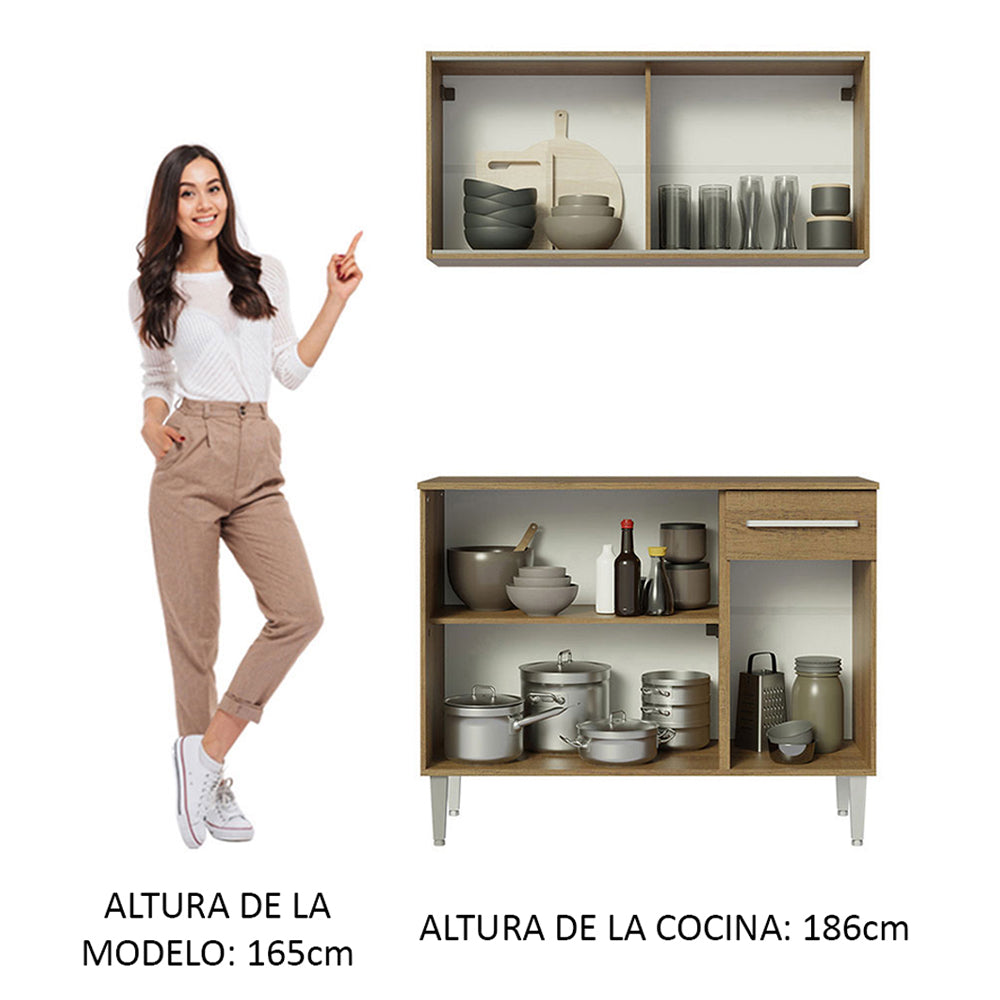 Cocina Integral Compacta Emilly 1.05 Metros Marrón
