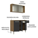 Cocina Integral Compacta Emilly 105 cm Marrón/Negro Madesa
