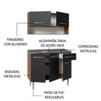 Cocina Integral Compacta Emilly 1.05 m con Mesón de Acero Marrón/Negro 04