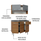 Cocina Integral Compacta Emilly 1.05 m con Mesón de Acero Marrón/Gris 04