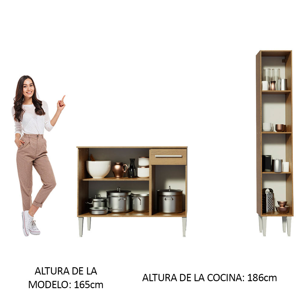 Cocina Integral Emilly Silver 1.40 Metros Marrón 01
