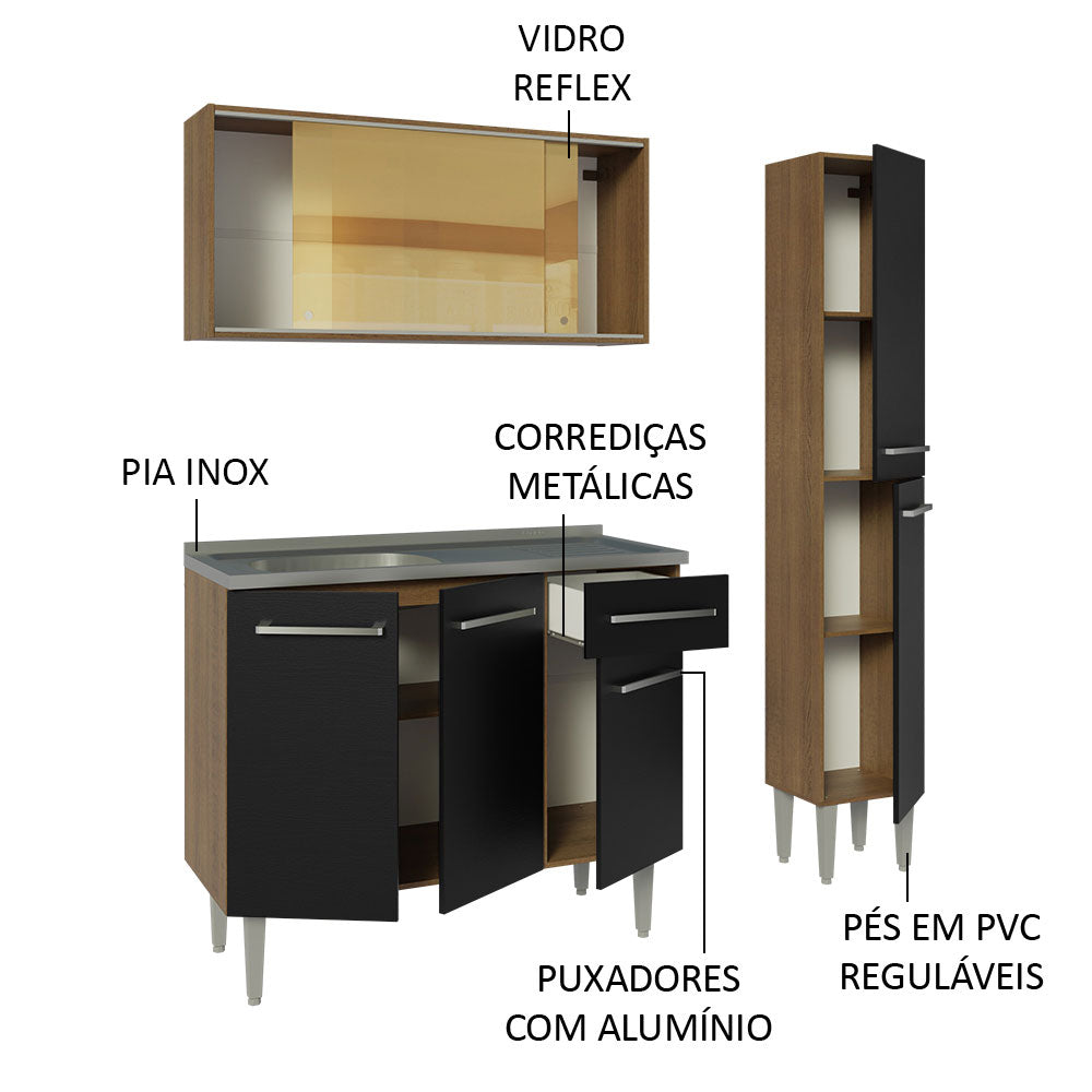 Cocina Integral Emilly 1.40 m con Mesón de Acero 08