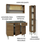 Cocina Integral Emilly 1.40 m con Mesón de Acero Marrón 10