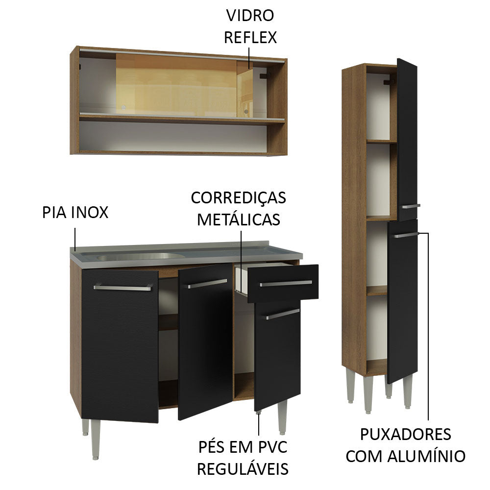 Cocina Integral Emilly 1.40 m con Mesón de Acero 10