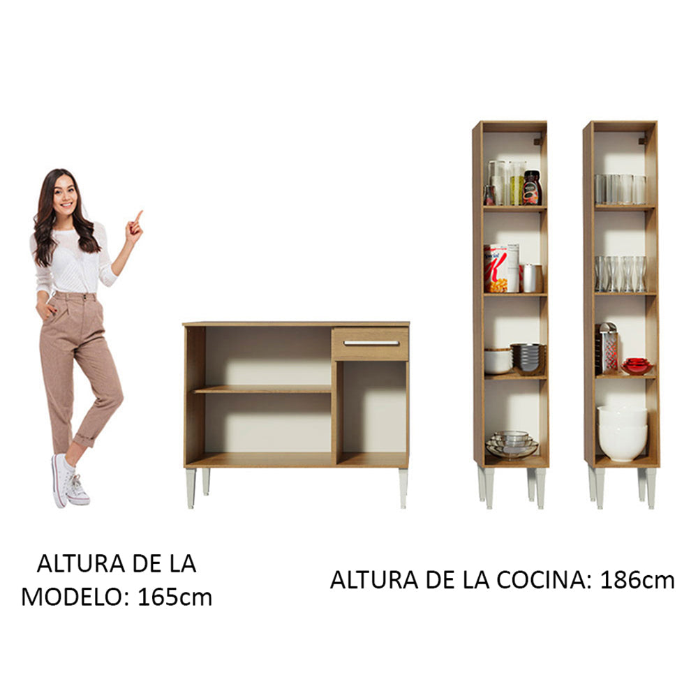 Cocina Integral Emilly Front 1.70 Metros Marrón 02