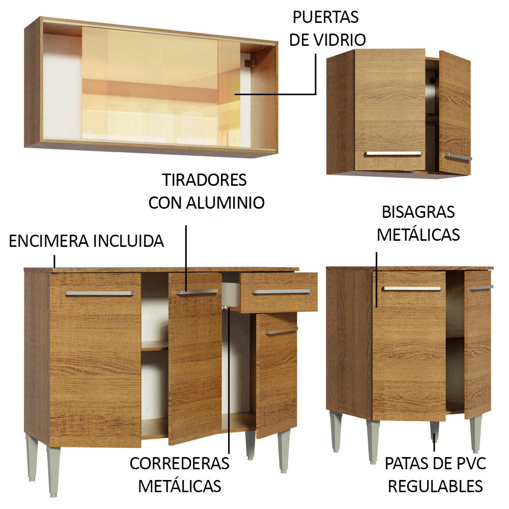 Cocina Integral Emilly Drive 1.70 Metros Marrón 04