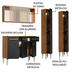 Cocina Integral Emilly 169 cm Fly 05 Marrón/Negro Madesa