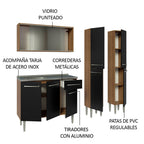 Cocina Integral Emilly 169 cm con Mesón de Acero 11 Marrón/Negro Madesa