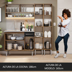 Cocina Integral Emilly 169 cm con Mesón de Acero 14 Marrón/Negro Madesa