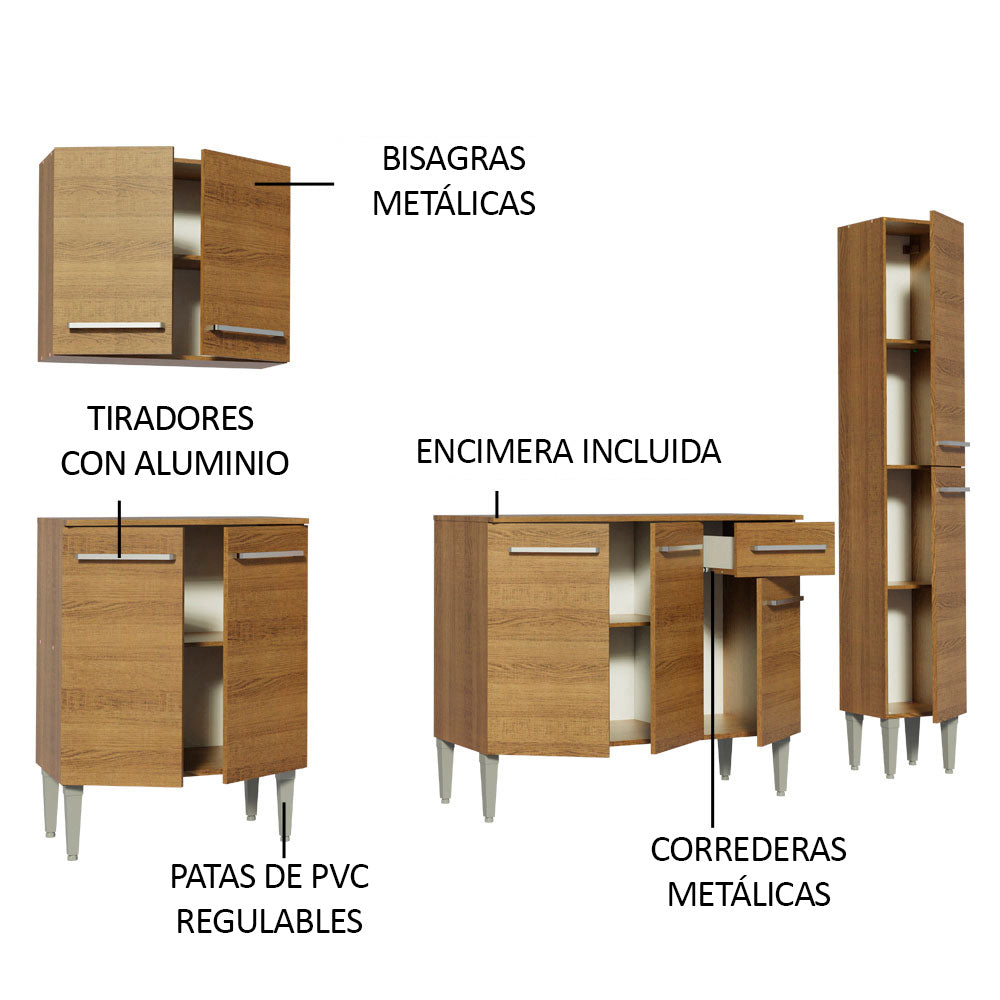 Cocina Integral Emilly Sing 2.00 Metros Marrón