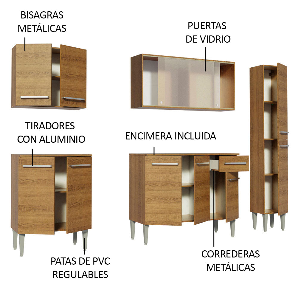 Cocina Integral Emilly Fast 2.00 Metros Marrón