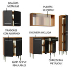 Cocina Integral Emilly 201 cm Fast Marrón/Negro Madesa