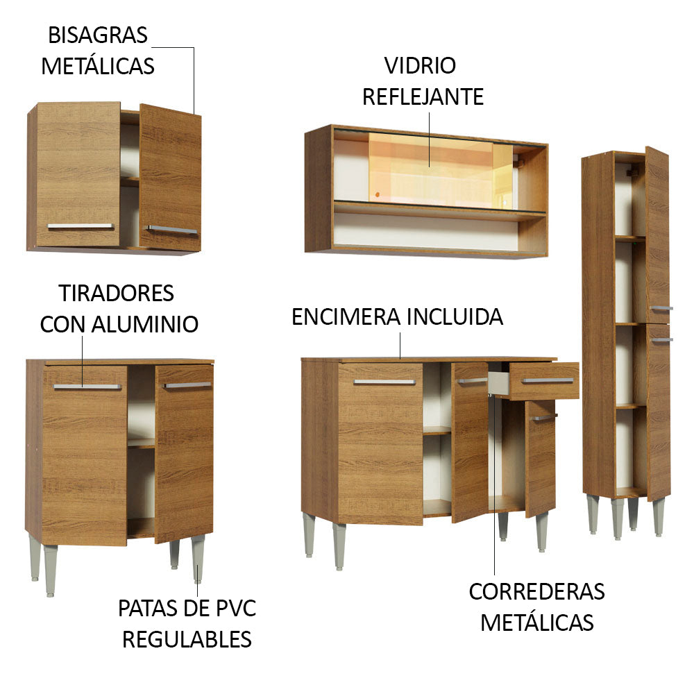 Cocina Integral Emilly Sky 2.00 Metros Marrón
