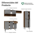 Cocina Integral Emilly Pop 2.30 Metros con Mesón MDP Marrón/Gris